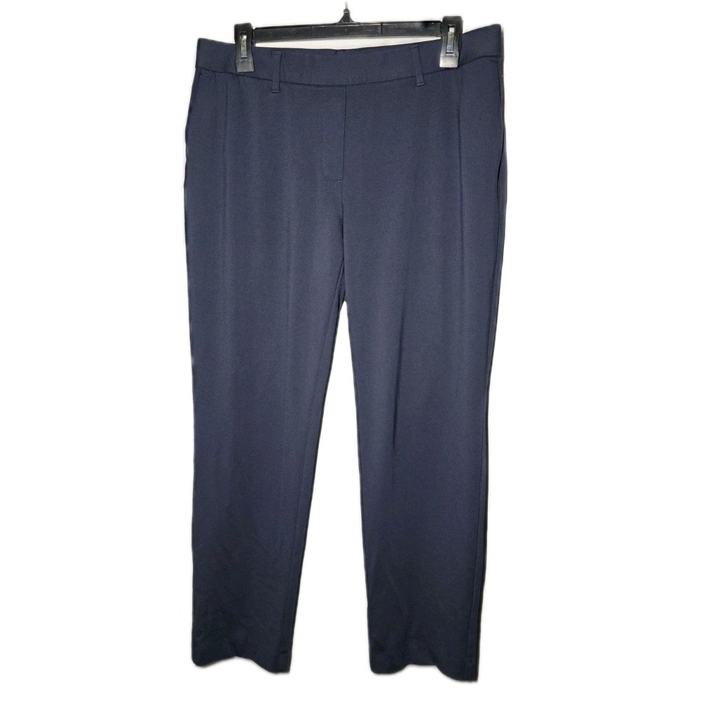 J. Jill Pull On Mid Rise Stretchy Trousers Size Med Dress Pants Navy Blue Comfy